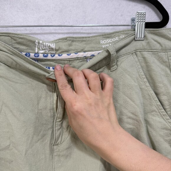 Mugsy Roscoe Shorts Mens Large Green Stretch Linen Blend Casual Summer L1SNOV-36 - Picture 7 of 13